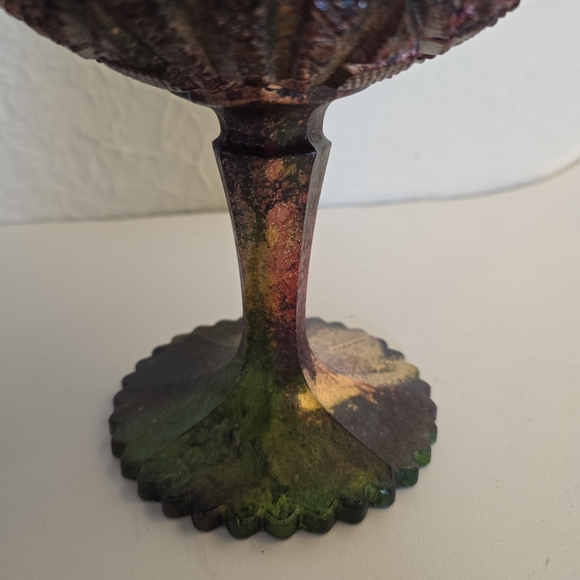 HANDCRAFTED Upcycled Etched Glass Goblet Dish HANDPAINTED Tabletop Art Decor - Picture 10 of 17